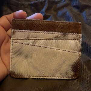 Brown and White Leather Card Holder